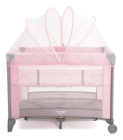 Berço Cercado Portátil Para Bebê Sleep Até 18kgs Rosa Voyage 1