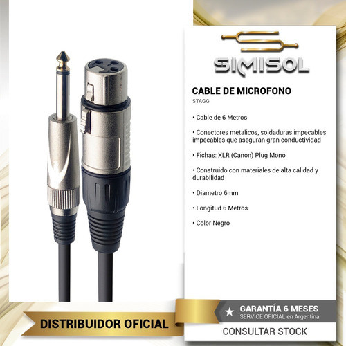 Cable Xlr (cannon) Plug Profesional - 6 Metros Microfono 1
