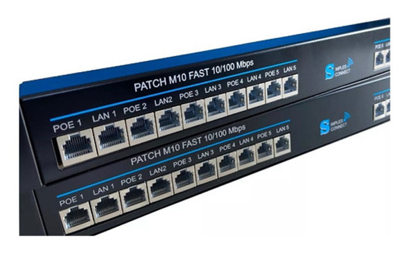 Regua Patch Panel Fast Poe 12,24 Ou 48volts 10 Portas 10/100 1