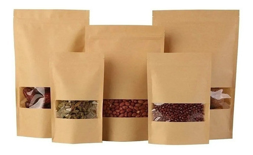 Saco Zip Lock Kraft Visor Stand Up Pouch Fosco 10x15x3 C/100 1