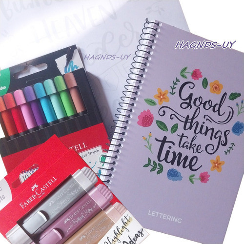 Mega Kit De Lettering Punta Pincel Plantillas Lt4 Pastel 0