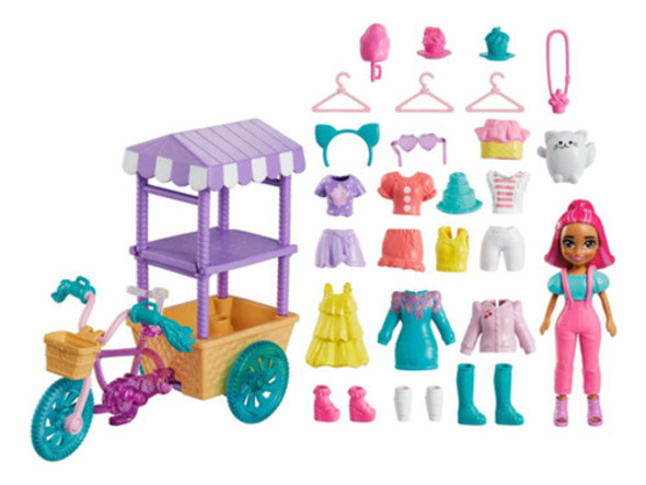 Polly Pocket Carrito De Dulces Sorpresas Con Bicicleta Muñec 1