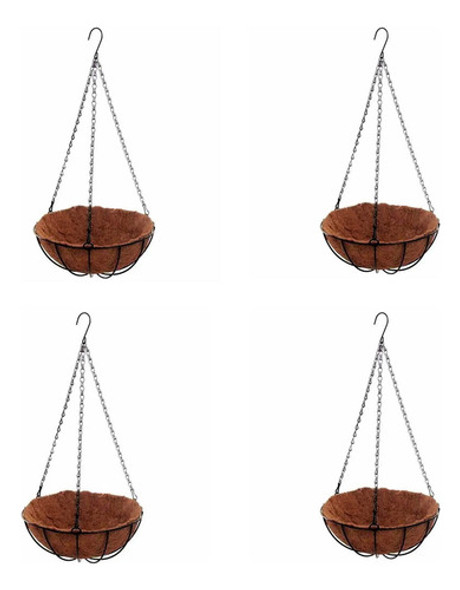 Kit 4 Vasos 30cm Pendente De Fibra De Coco 0