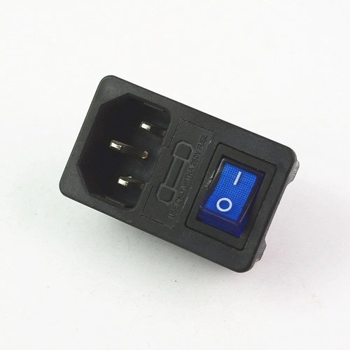 3 X Tomadas Ac Painel 10a Iec 320 C14 C/ Porta Fusível Azul 0