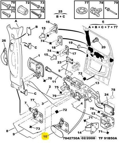 Manija Comando Reenvio Puerta Corrediza Partner Berlingo Der 1