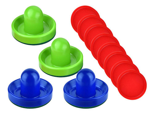 Empurradores E Discos De Hóquei De Ar, Remos Azul E Verde 0