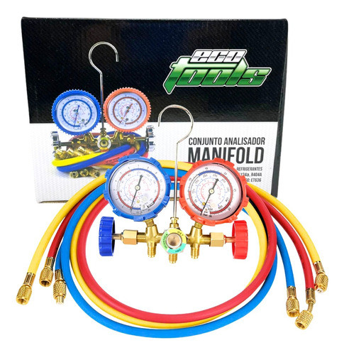 Manifold R134 R12 R22 R404 C/ 3 Mangueiras 90cm Refrigeração 0