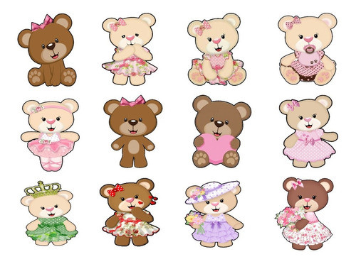Patch Estampado, Ursinhas Variadas Adesivos Termocolantes 0
