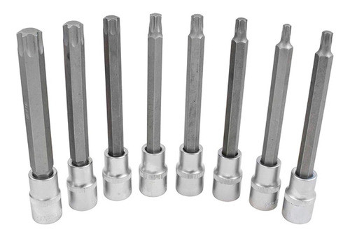 Juego Tubos Torx Extra Largos 8 Pzas Enc 1/2'' Eurotech .2 0