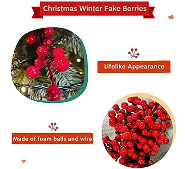 30 Piezas De Bayas Artificiales De Acebo, Navidad, Invierno, 1