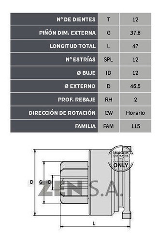 Bendix De Arranque Tipo Mitsub. Mazda B2900 12d. 12e. 1