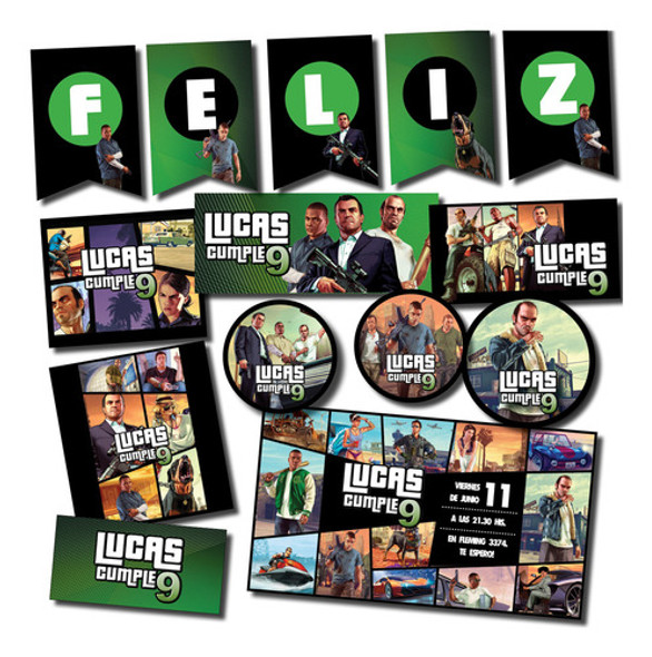 Kit Imprimible Personalizado Gta Candy Deco Invitacion 0