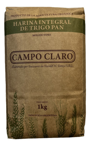Harina Integral Fina Organica Campo Claro 1kg 0
