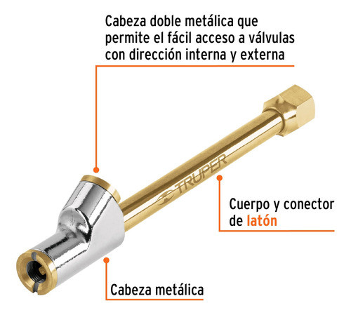 Pico Para Inflar Neumáticos Dual 1/4npt Gomería Truper 19089 1