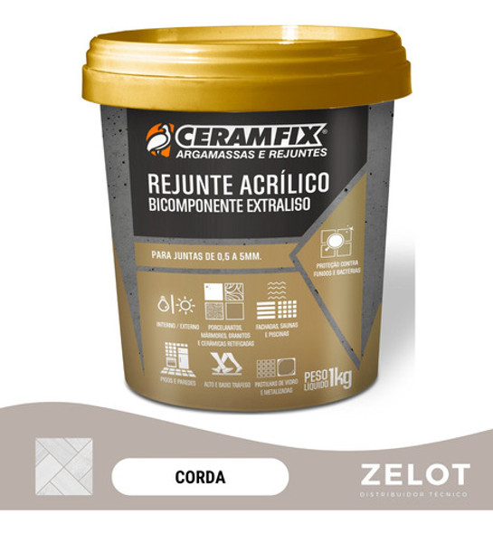Kit 5un Rejunte Acrilico Bicomponente Ceramfix 1kg - Corda 1