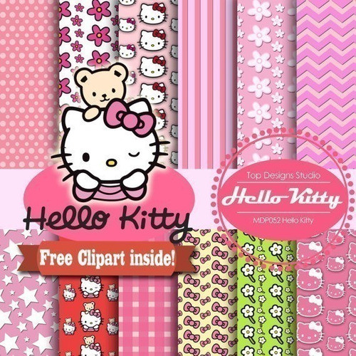 Kit Imprimible  Fondos Clipart - Hello Kitty 1