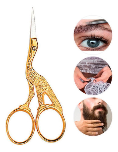 Tesoura Passaro Dourado Mundial Bordado Precisão 9cm. 1