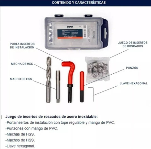 Kit Insertos Macho Mecha Bremen Roscas 14x1.25 15pz 7831 1