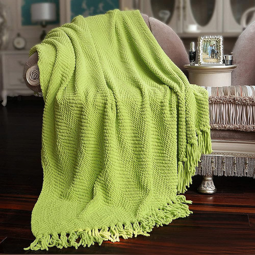 ~? Inicio Soft Things Green Throw Manta De Punto Tweed Throw 0