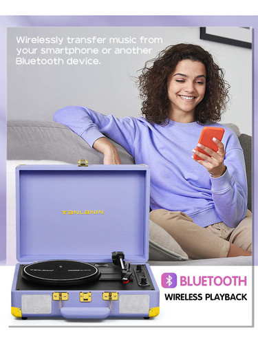 Tocadiscos De Vinilo Vintage De 3 Velocidades Bluetooth Port 1