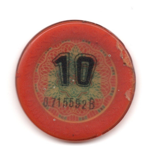 Ficha Casinos Argentinos Valor 10 Naranja Década 1960 0