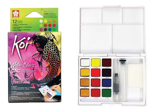 Acuarelas En Pastilla Sakura Koi Metal Fluo Estuche X 12 0