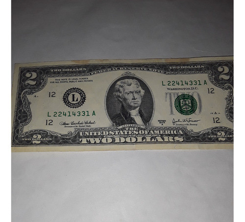 Billetes De 2 Dólares Eeuu  Año 2003 Serie A San Francisco 0