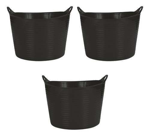 Kit C/ 3 Cesto Organizador 42l Preto Flexível Multifuncional 0