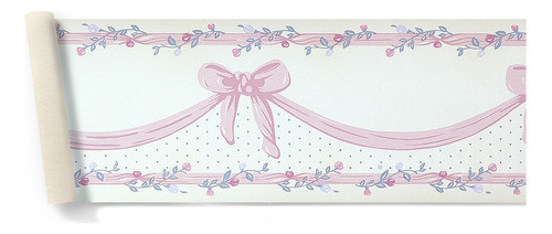 Guarda  Vinilizada Bord X 5 Mts  Flores Moños Rosa 90246/2 0