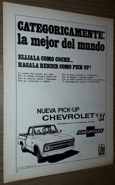 P211 Clipping Publicidad Camionet Pick-up Chevrolet Año 1967 0