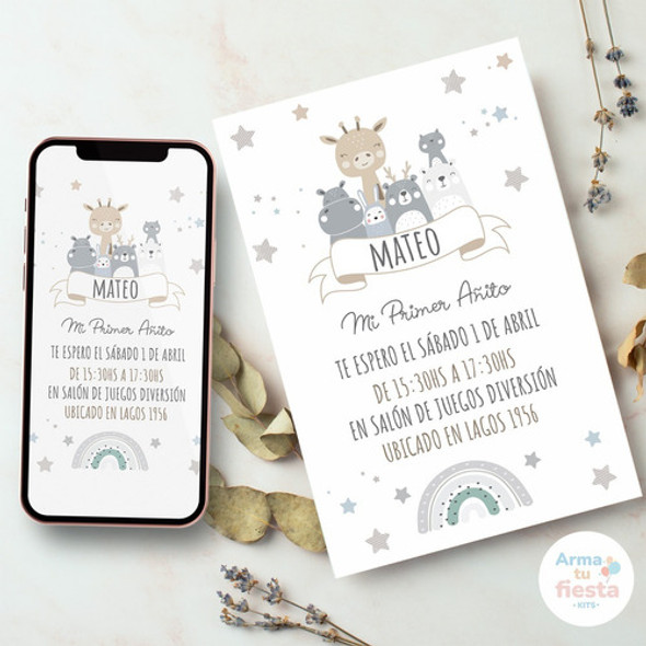 Kit Imprimible Animales Nórdicos Texto Editable 1