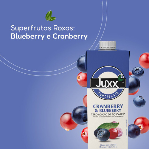 Kit 3 Suco Cranberry E Blueberry Zero Açucar Juxx 1 Litro 1