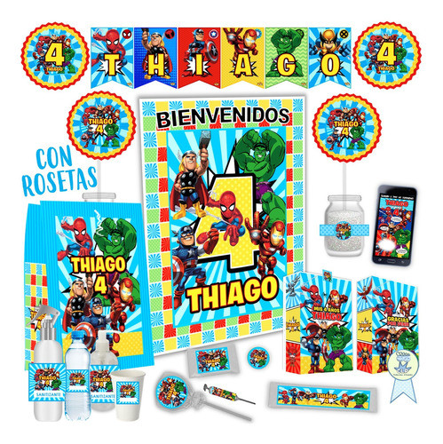 Combo Cotillón Mega 30 C/ Rosetas Y Kit Protocolo 0