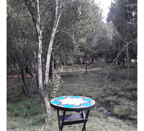 Mesa Madera Plegable Con Mosaico Artesanal Diseño Mandala 1