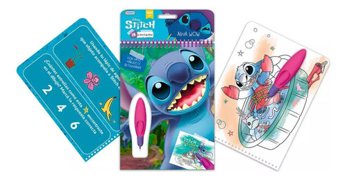 Agua Wow Librito Stitch Disney Para Colorear + Lápiz Mágico 0