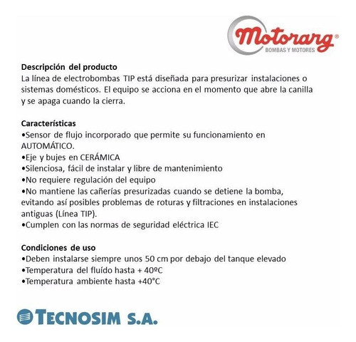 Bomba Presurizadora Motorarg Tip 2 - Mas Presión P/4 Baños!! 1