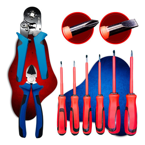 Kit Alicate Corte Bico 6 Alicate Crimpa Tubular Chave Fenda 0
