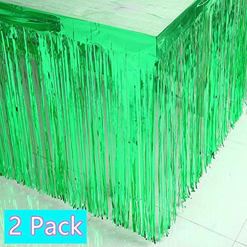 2 Paquetes De Faldon De Mesa Con Flecos De Papel Metalico 1