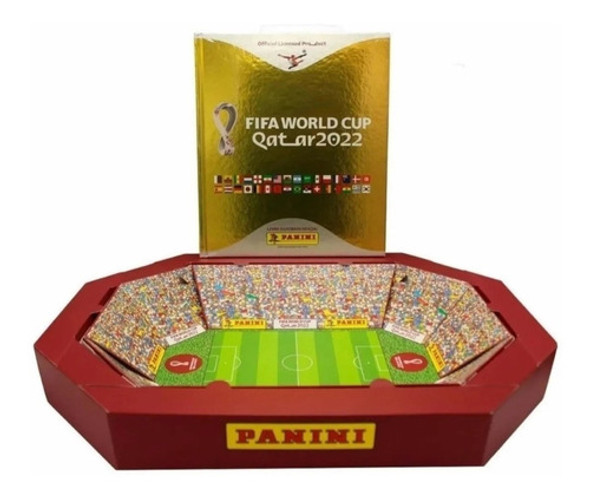Kit Estádio Álbum Capa Dura Dourado Copa Do Mundo Qatar 2022 0