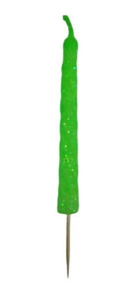 Vela Velon Brillo Gibre Color Verde Fluo X1 Para Torta 0