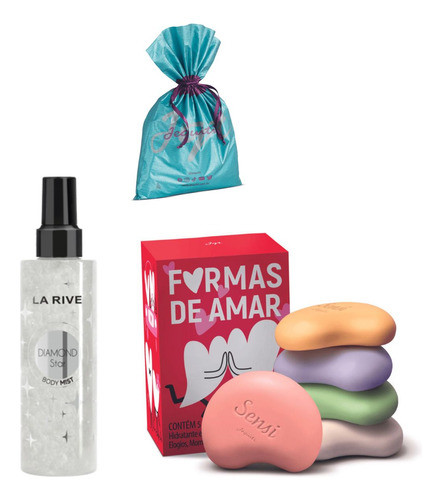 Kit Body Splash Diamond Star + Sabonete Formas De Amar 5x80g 0