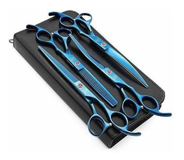 Set De Tijeras Para Peluqueria Canina 7 Pulgadas Azul 0