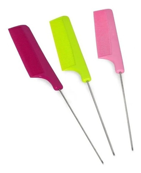 3 Peines De Cola Púa De Metal Varios Colores Para Mechas 0