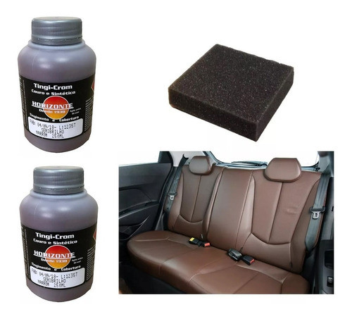 02 Tinta P/ Couro Marron Restaurar Banco Carro Sofá  250ml 0