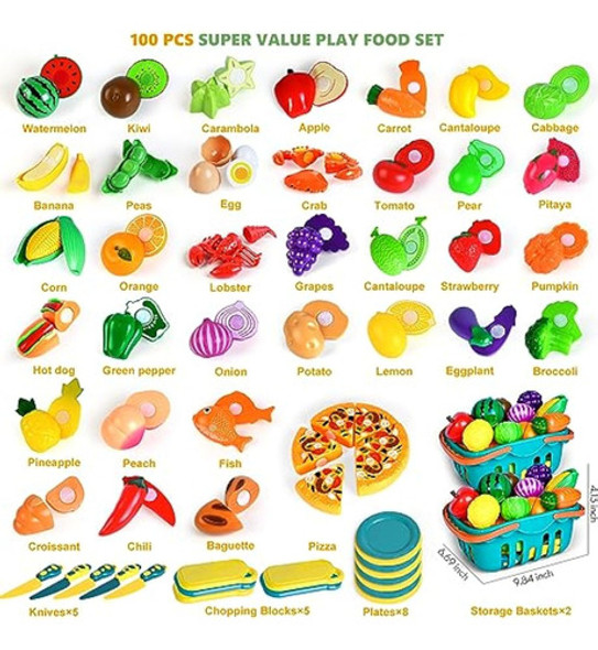 Juego De 100 Piezas De Comida De Juego Para La 1 Juego De 100 Piezas De Comida De Juego Para La 1