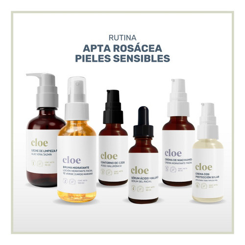 Rutina Facial Apto Rosacea / Piel Sensibles Completo - Cloe 0