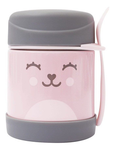 Kit Alimentação Buba Pote E Garrafa Térmica Babador Rosa 1