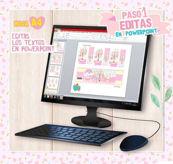 Kit Imprimible Globo Aerostático Nena Editable Candy Bar 1