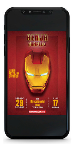 Invitación Digital Cumpleaños Tarjeta Virtual - Iron Man 0