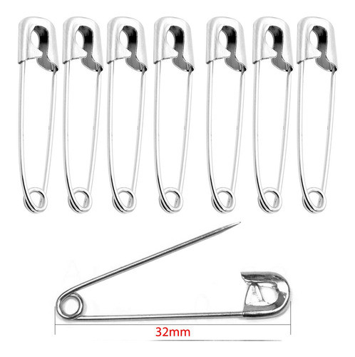100 Alfinetes Segurança Prata 32mm Costura Artesanato Joias 0